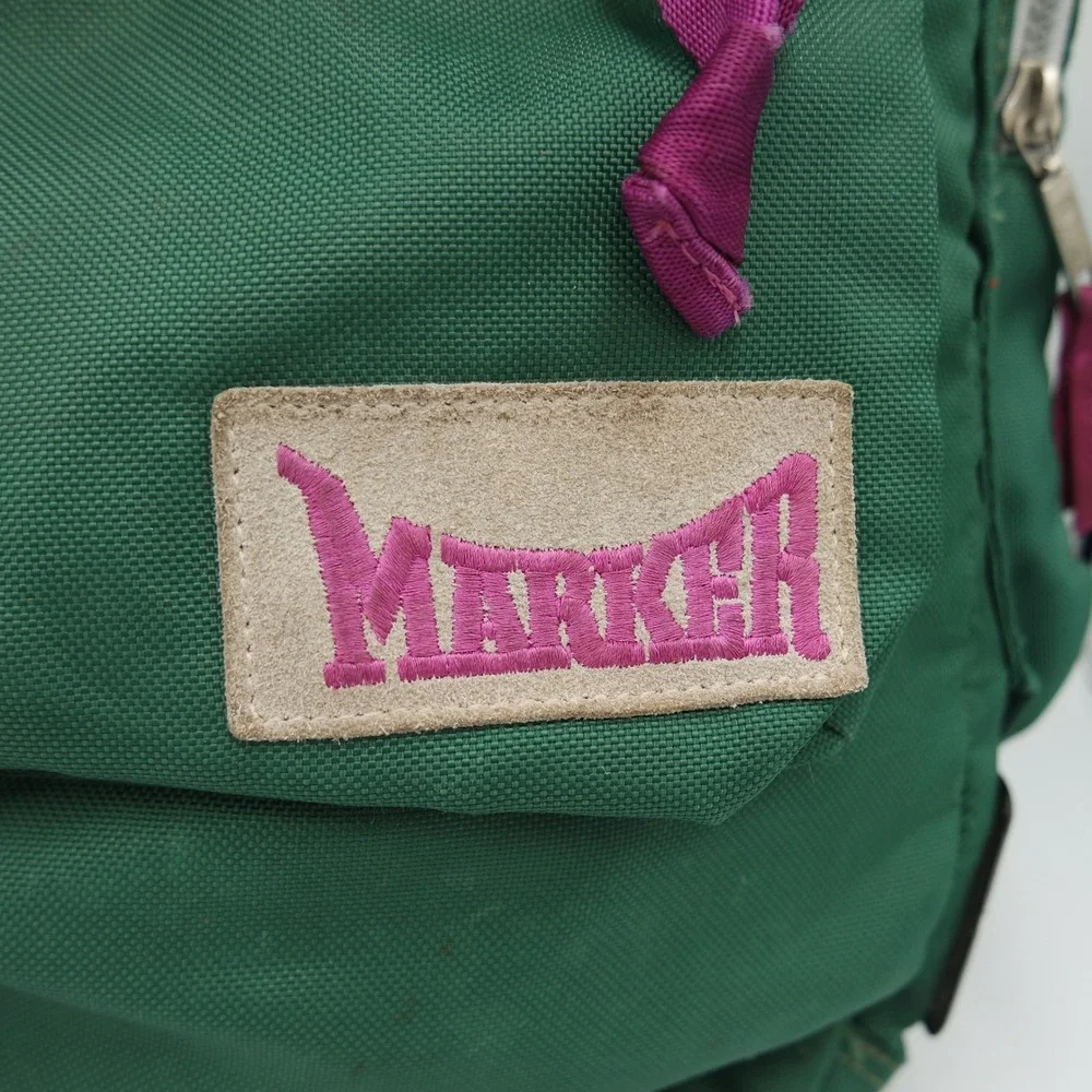 Vintage Marker Backpacking Pack Green Magenta Hiking Daypack Made in Korea 90s